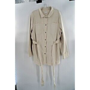 J. Jill Chino Women's Journey Trench Jacket Stylish, Lightweight Beige Size 2X